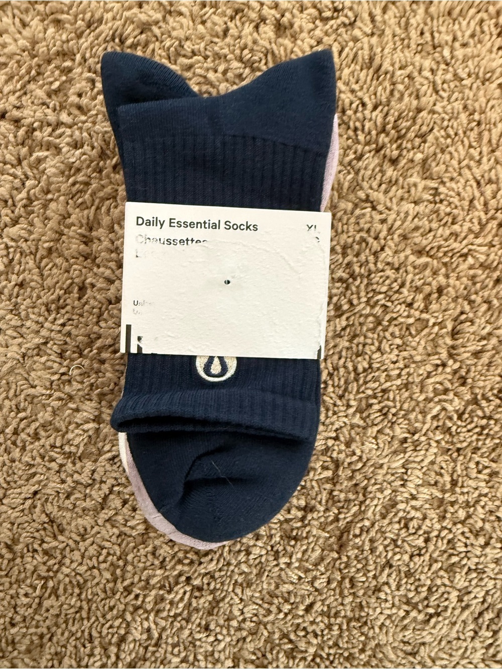 lululemon athletica Navy and Light Pink Daily Essential Socks